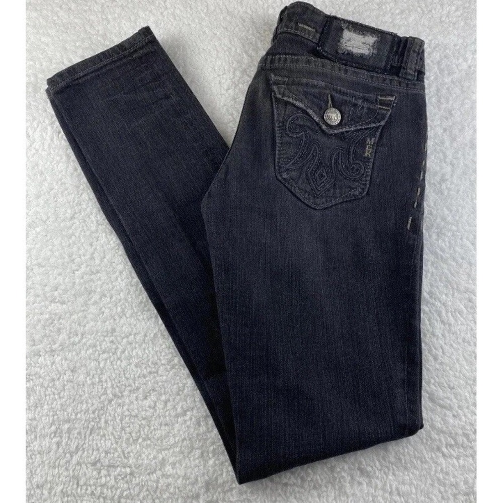 MEK DNM Jeans Womens Black Oaxaca Cigarette 27/34 Low Rise Embroidered Western